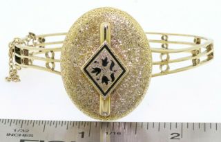 Antique 18K yellow gold elegant high fashion fancy textured enamel bracelet 5