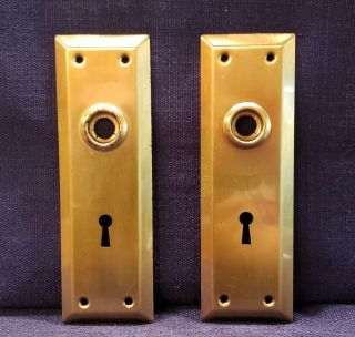 Vintage Pair Mission Door Plates/backplates Brass Plate Escutcheon 2 ¼ " X 7 "