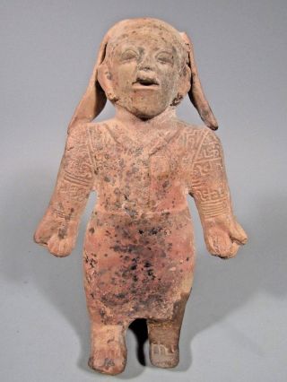 Pre Columbian Ecuador Jamacoaque Standing Figure Incised Decor 500 Bc - 500 Ad