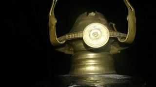 Antique Oil Lamp EAPG BARLEY OR Wrythen Twist Glass Oil Lamp Brass Burner 4