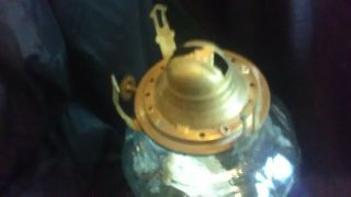 Antique Oil Lamp EAPG BARLEY OR Wrythen Twist Glass Oil Lamp Brass Burner 5