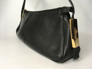 GIANNI VERSACE VINTAGE ' 90s BLACK LEATHER BAGUETTE HANDBAG MEDUSA ITALY POUCH 4