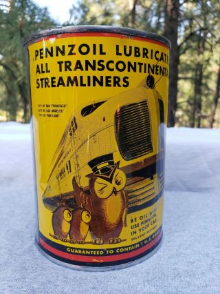 Vintage Pennzoil Oil Can,  Streamliner Graphic.  Color And Gloss