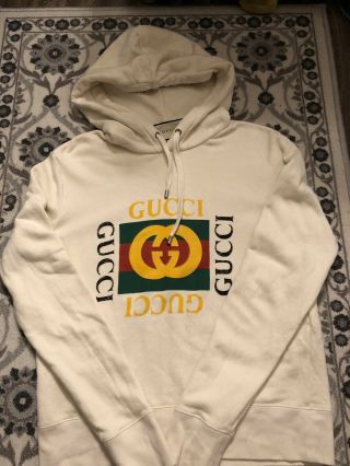 Gucci Off - White Sweatshirt Hoodie With Vintage Logo.  100 Authentic
