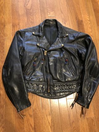 Vintage Langlitz Leathers Jacket Custom Made Small Size Lined Motorcycle