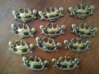 11 Vintage Brass Finish 3 " Center Chippendale Handles Drawer Dresser Pulls