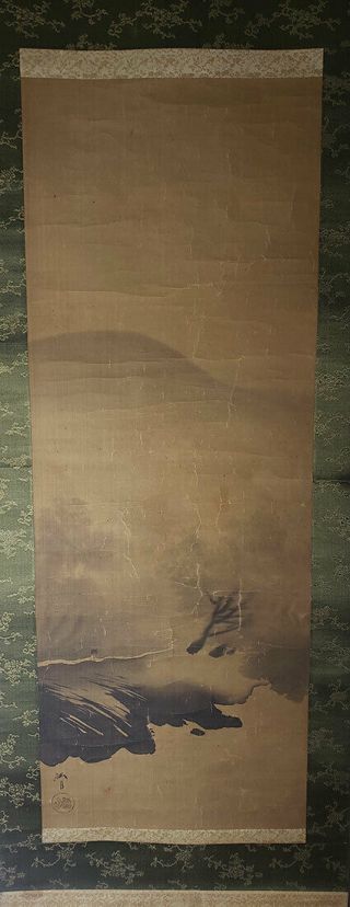 Antique Japanese Scroll Painting Signed 19th Century