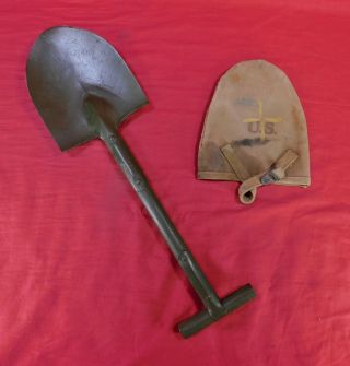 Ww 2,  U.  S.  M - 1910 T Handle Entrenching Tool With Cover 1942