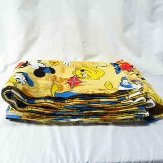 Vintage Walt Disney World Barkcloth Fabric 12 yds Mickey Mouse Characters Yellow 12