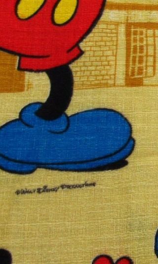 Vintage Walt Disney World Barkcloth Fabric 12 yds Mickey Mouse Characters Yellow 3