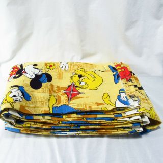 Vintage Walt Disney World Barkcloth Fabric 12 yds Mickey Mouse Characters Yellow 6