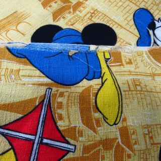 Vintage Walt Disney World Barkcloth Fabric 12 yds Mickey Mouse Characters Yellow 8