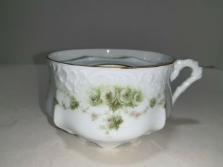Antique White With Green Floral Mustache Cup With Handle Mark Unknown Germany