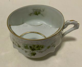 Antique White with Green Floral Mustache Cup with Handle Mark Unknown Germany 4