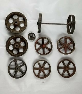Antique Vintage Big Cast Iron & Steel Wheels For Toy Cars Trucks Tractors ?