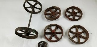 Antique Vintage Big Cast Iron & Steel Wheels for Toy Cars Trucks Tractors ? 3
