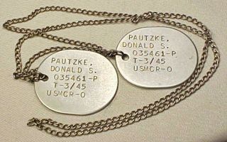 Wwii Usmc Pilot Dog Tag Set Marine Capt Flew W/ Vmb World War Two Researchable