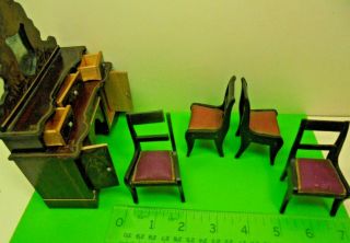 ANTIQUE VICTORIAN WALTERSHAUSEN BOULLE DOLLS HOUSE FURNITURE OLD PARLOUR SUITE 4