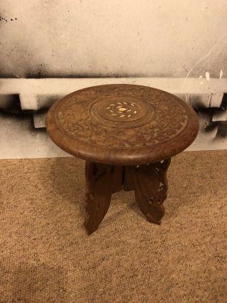 Small Vintage Indian Carved Wooden Occassional Table
