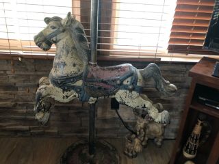Vintage Childs Size Cast Aluminum Carousel Horse Merry Go Round Horse