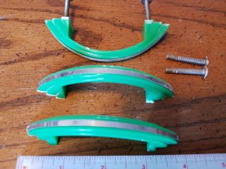 3 Vintage Green Bakelite Plasic Drawer Pull Handle Cabinet Desk Dresser Cupboard