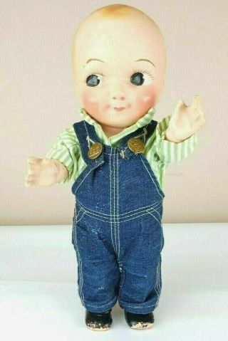Vintage Buddy Lee Hard Plastic Doll In Lee Overalls And Shirt Marked 1949 - 1960