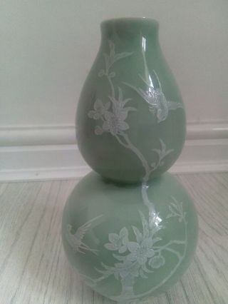 Antique Chinese Or Japanese Green Double Gourd Huluping Porcelain / Pottery Vase