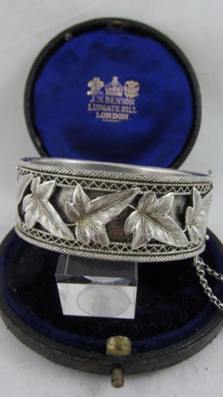 Rare Antique Norsk David Andersen Bangle Bracelet 830 Silver 1850 