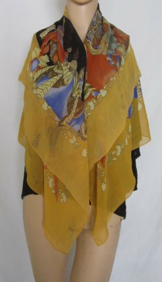 Christian Dior Hand Painted Vintage Silk Scarf 39 " X 39 "
