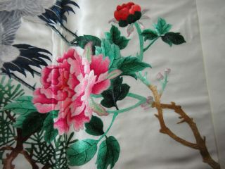 Vintage Chinese Silk Panel BIRDS FLOWERS - Hand Embroidered Signed 5