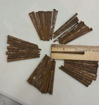 50 Antique 2 1/2 Inch,  Square Cut Nails Hand Made,  Straight But Rusty.