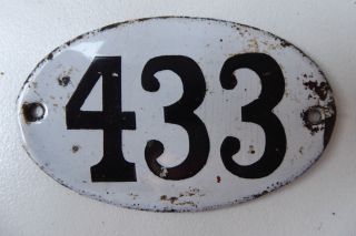 Antique French Enamel House Number " 433 "