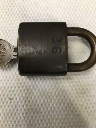 old military Foot Locker Lock 26 U.  S.  Fort,  Serial 11135 With Key,  Lock 3