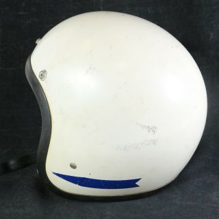 Vintage 1960s Bell Toptex 500TX 500 TX White Motorcycle Helmet with Blue Decals 4