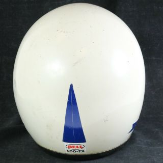 Vintage 1960s Bell Toptex 500TX 500 TX White Motorcycle Helmet with Blue Decals 5