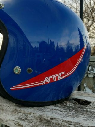 Vtg Honda ATC Motorcycle Dirt Bike ATV Helmet Blue Open Face 80s Shoei 10