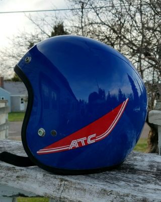 Vtg Honda ATC Motorcycle Dirt Bike ATV Helmet Blue Open Face 80s Shoei 2