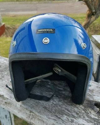 Vtg Honda ATC Motorcycle Dirt Bike ATV Helmet Blue Open Face 80s Shoei 5