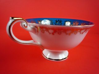 QUEEN ' S MONARCH FINE BONE CHINA TURQUOISE FLORAL TEACUP & SAUCER SET ENGLAND 5