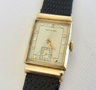 1940s Vintage Men’s Hamilton “barton” 14k Solid Gold Watch 982m 19 - Jewel Running