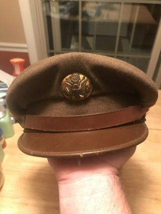 Wwii Us Army Air Force Crusher Visor Cap Hat Ww2 Usa Great Shape
