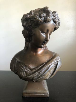 Fine Vintage Pot Metal Art Nouveau Beauty Lady’s Bust Statue Sculpture Art