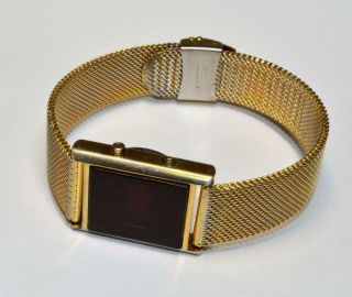 Vtg 1970s Rare Unique Gatsby Unisex One Of First Led Gold Plated Watch Orig Band