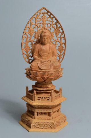 S7008: Japanese Wood Carving Buddhist Statue Sculpture Ornament Buddhist Art