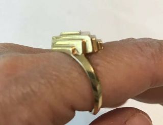 UNUSUAL Vintage 14K Yellow Gold ABSTRACT GEOMETRIC Ring Sz 8.  75,  4.  5g Signed JM 12