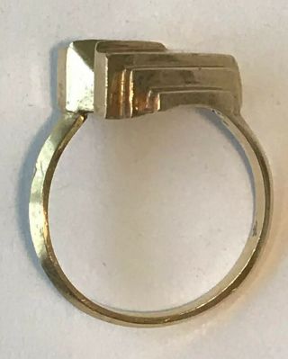 UNUSUAL Vintage 14K Yellow Gold ABSTRACT GEOMETRIC Ring Sz 8.  75,  4.  5g Signed JM 6