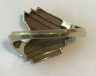 UNUSUAL Vintage 14K Yellow Gold ABSTRACT GEOMETRIC Ring Sz 8.  75,  4.  5g Signed JM 8