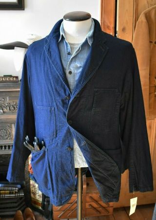 Bnwt Ralph Lauren Rrl Indigo Dyed Cotton Work Jacket Size Xxl Vintage Rare