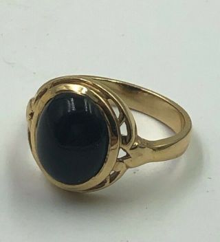 Vintage 14k Gold Ring Set With Cabochon Onyx Size 6.  5