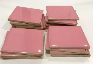 Pink Nos Vintage Mid Century Ceramic Tile 60s Restoration 18pcs E1